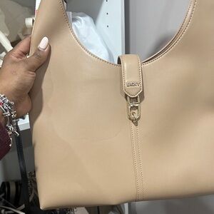 DKNY Leather Shoulder Beige Bag